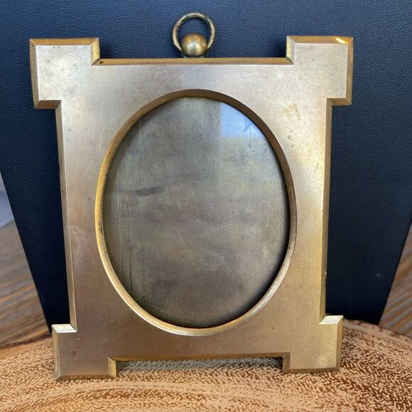 VTG English Brass Metal Spandrel Hanging Picture Frame Signed Marion London - Picture 10 of 10